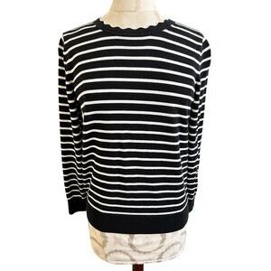Banana Republic Scallop Collar Long Sleeve Striped Sweater Medium